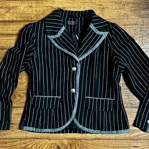 CCDK ~ Medium ~ Wool Blend ~ Black W/ White Striped Women's Jacket Blazer ~ New